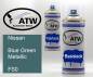 Preview: Nissan, Blue Green Metallic, FS0: 400ml Sprühdose + 400ml Klarlack - Set, von ATW Autoteile West.